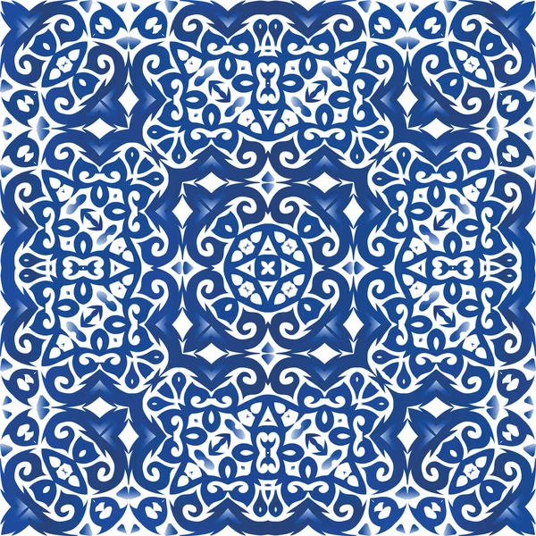 Azulejo Portugais Décoré Traditionnel Éléments Motif Vectoriels Sans Couture Design — Image vectorielle