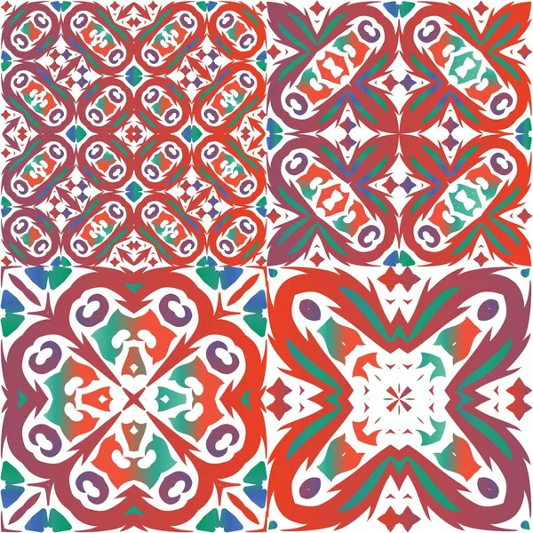 Carreaux Céramique Ethnique Talavera Mexicain Collection Motifs Vectoriels Sans Couture — Image vectorielle