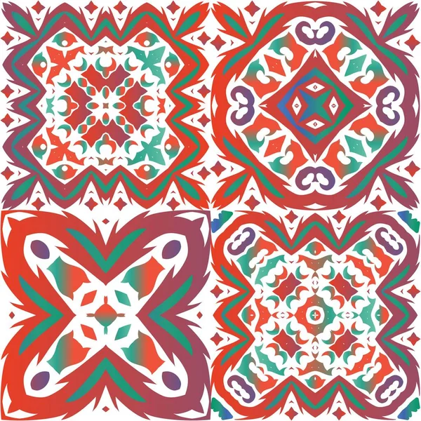 Decoración Decorativa Azulejos Talavera Mexicana Diseño Moderno Kit Patrones Sin — Vector de stock