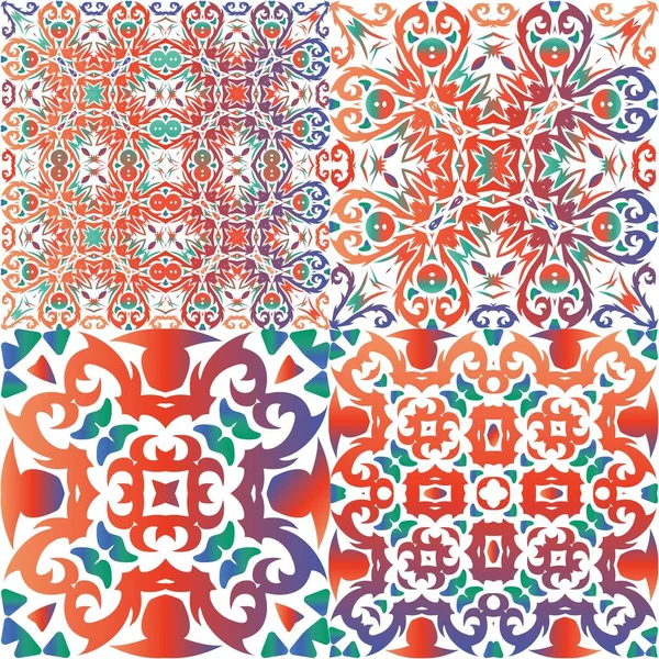 Античная Декоративная Плитка Талавера Мексико Современный Дизайн Коллекция Векторных Бесшовных — стоковый вектор