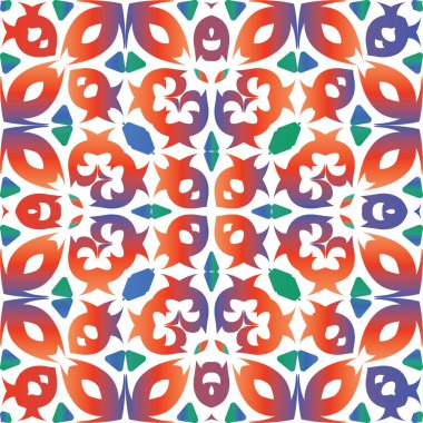 Meksika süslemeli talavera seramiği. Minimum tasarım. Vektörsüz desen dokusu. Duvar kağıdı, web arkaplanı, havlular, baskı, yüzey dokusu, yastıklar için kırmızı vintage arkaplan.