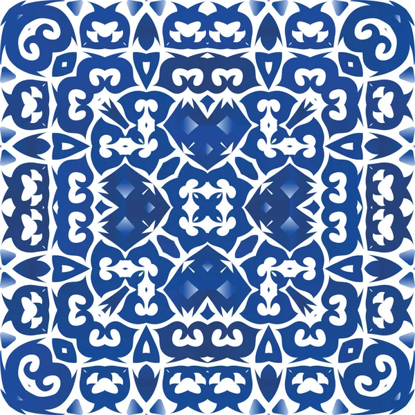 Decoración Azulejo Portugal Azulejos Ornamentales Patrón Enrejado Sin Costura Vectorial — Vector de stock