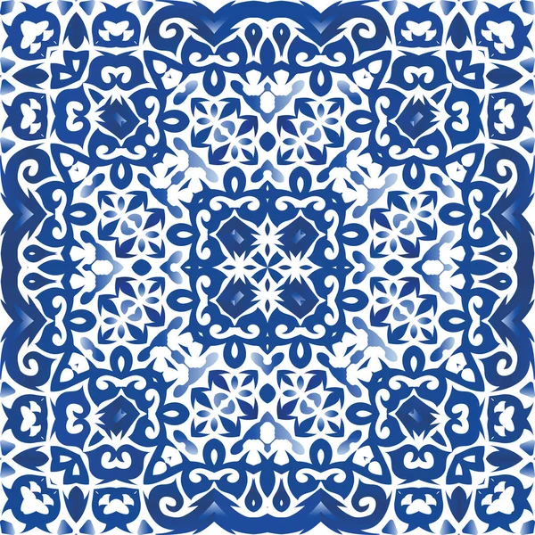 Azulejo Azulejo Antiguo Mosaico Vector Plantilla Patrón Sin Costura Diseño — Vector de stock