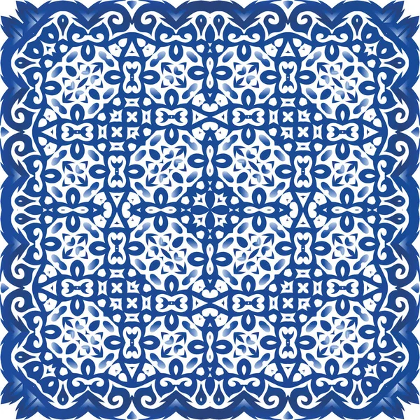 Baldosas Cerámica Étnica Azulejo Portugués Diseño Del Baño Elementos Patrón — Archivo Imágenes Vectoriales