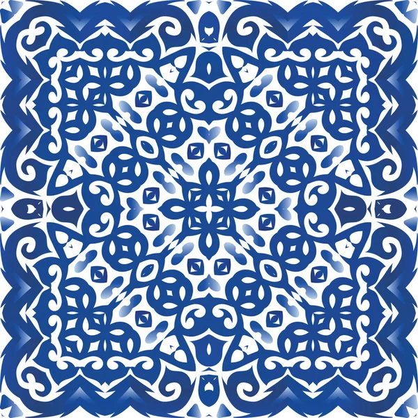 Antike Azulejo Fliesen Patchwork Farbiges Design Vektor Nahtlose Muster Collage — Stockvektor