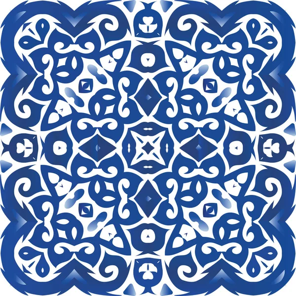 Keramické Dlaždice Azulejo Vektorový Bezešvý Vzor Trellis Ručně Kreslený Design — Stockový vektor
