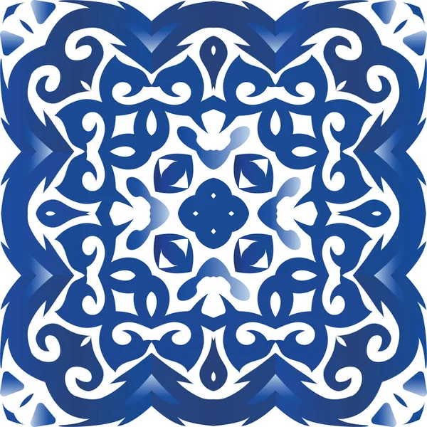 Azulejos Portugueses Vintage Azulejo Diseño Creativo Vector Plantilla Patrón Sin — Archivo Imágenes Vectoriales
