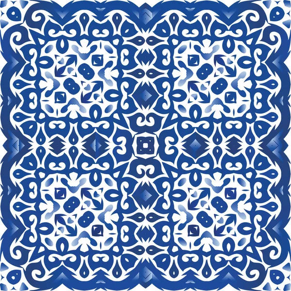 Antiquité Portugaise Azulejo Céramique Conception Salle Bains Texture Vectorielle Sans — Image vectorielle