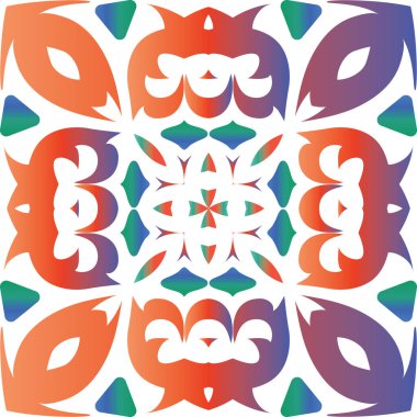 Antika talavera kiremit yama işi. Moda tasarımı. Vektörsüz desenli elementler. Çantalar, akıllı telefon kılıfları, tişörtler, çarşaflar ve koleksiyon defterleri için kırmızı Meksika süslemeleri..