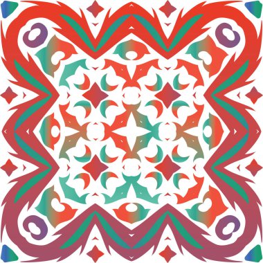 Süslü Talavera Meksika fayans dekoru. El yapımı tasarım. Vektörsüz desenli el ilanı. Çarşaflar, akıllı telefon kılıfları, hatıra defterleri, çantalar ya da tişörtler için kırmızı muhteşem çiçek desenleri..