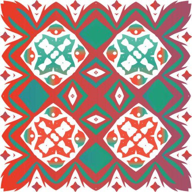 Antik Meksika Talavera seramiği. Vektörsüz model kavramı. Geometrik tasarım. Albüm defteri, akıllı telefon kılıfları, tişörtler, çantalar ve çarşaflar için kırmızı ve soyut dekoru.