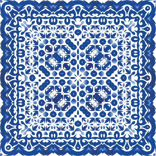 Portugiesische Azulejo Fliesen Minimales Design Vektor Nahtloses Musterkonzept Blauer Antiker — Stockvektor