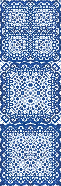 Portuguese Ornamental Azulejo Ceramic Geometric Design Kit Vector Seamless Patterns — Stock Vector
