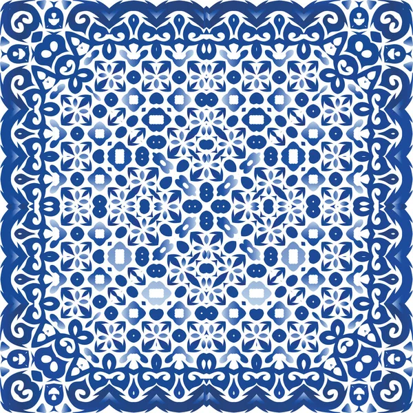 Baldosas Cerámicas Azulejo Portugal Diseño Moda Cartel Patrón Sin Costura — Vector de stock