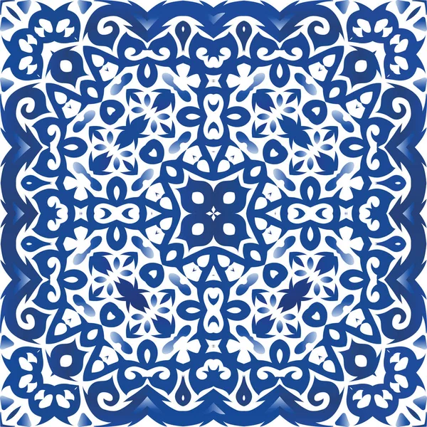 Piastrelle Ceramica Azulejo Portoghese Illustrazione Del Modello Senza Soluzione Continuità — Vettoriale Stock