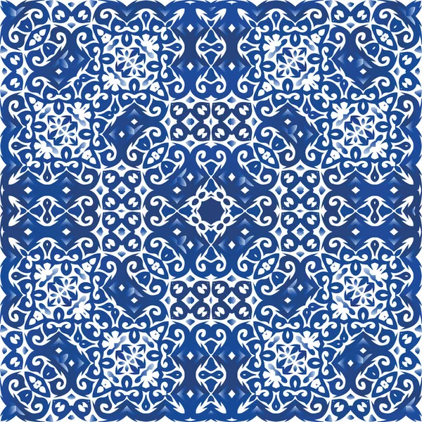 Azulejo Decorativo Azulejos Portugal Decoração Desenho Geométrico Folheto Padrão Sem — Vetor de Stock