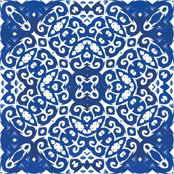 Etniczne Płytki Ceramiczne Portugalskim Azulejo Wektor Bezszwowy Wzór Arabski Stylowy — Wektor stockowy