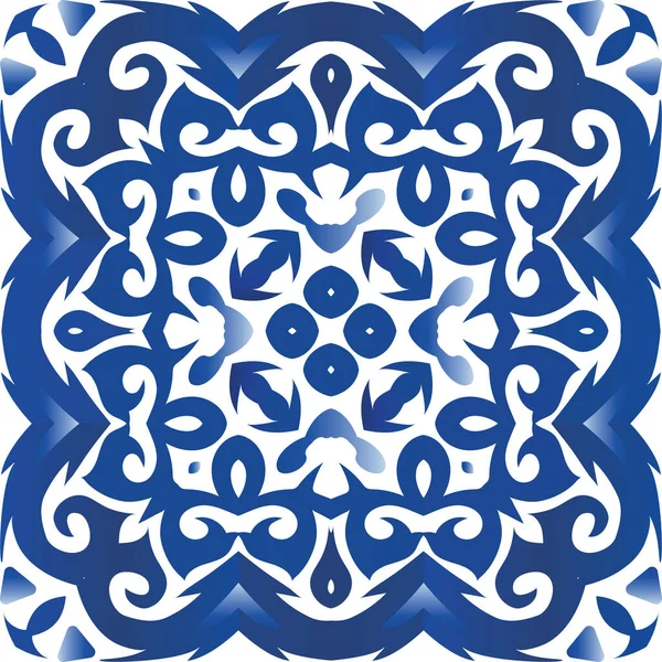Azulejo Tradicional Portugués Ornamentado Diseño Cocina Vector Patrón Sin Costura — Vector de stock