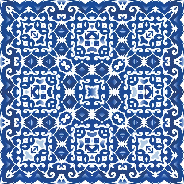 Warna Dekoratif Ubin Keramik Azulejo Desain Grafis Ilustrasi Pola Vektor - Stok Vektor