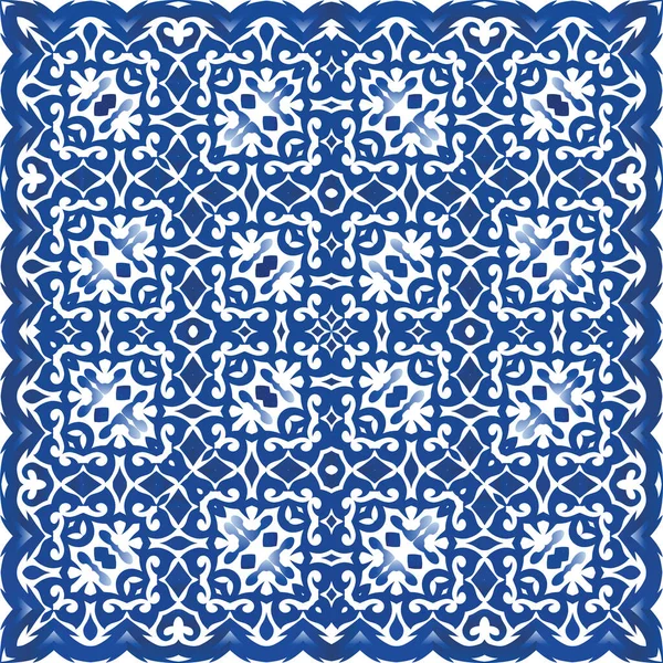 Tambal Ubin Azulejo Antik Kolase Pola Vektor Mulus Desain Modern - Stok Vektor