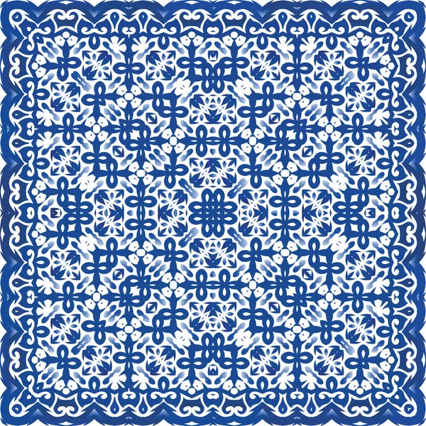 Etnické Keramické Dlaždice Portugalském Azulejo Koncept Vektorového Vzorce Módní Design — Stockový vektor