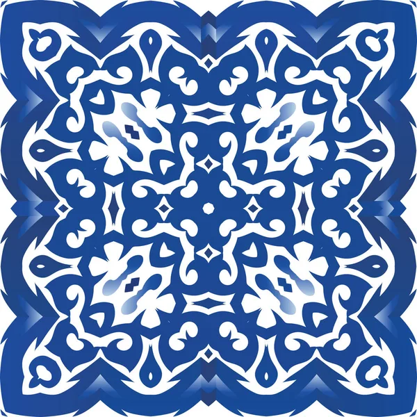 Decorazione Ornamentale Azulejo Piastrelle Portogallo Illustrazione Del Modello Senza Soluzione — Vettoriale Stock