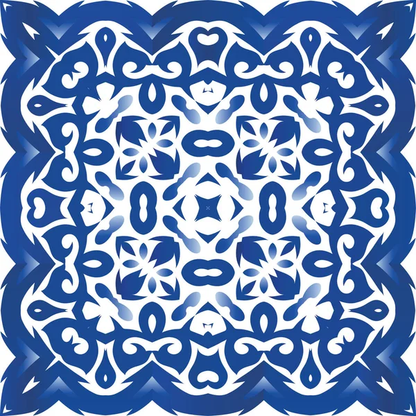 Dekoracyjny Kolor Ceramicznych Płytek Azulejo Wektor Bezszwowy Wzór Akwarela Kolorowy — Wektor stockowy