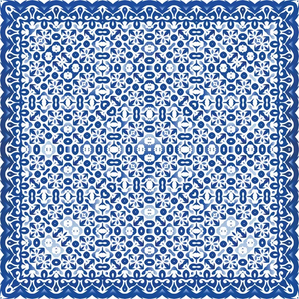 Декоративный Цвет Керамической Плитки Azulejo Цветной Дизайн Векторный Бесшовный Рисунок — стоковый вектор