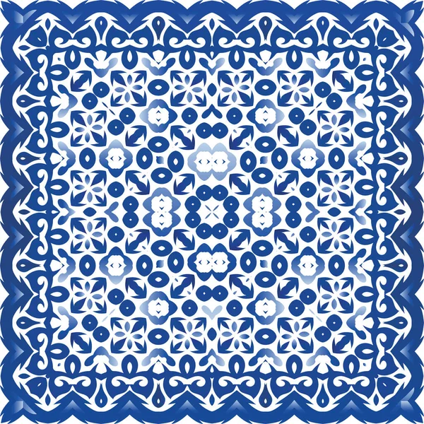 Ornamental Azulejo Dekorasi Ubin Portugal Desain Kamar Mandi Pola Terukur - Stok Vektor
