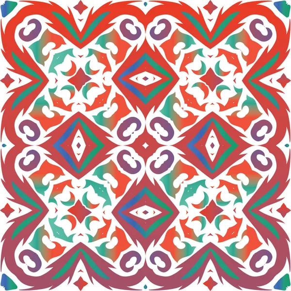 古董墨西哥塔拉维拉陶瓷 矢量无缝模式概念 平面设计 用于剪贴簿 智能手机盒 T恤衫 包或亚麻布的红色花卉装饰和抽象装饰 — 图库矢量图片