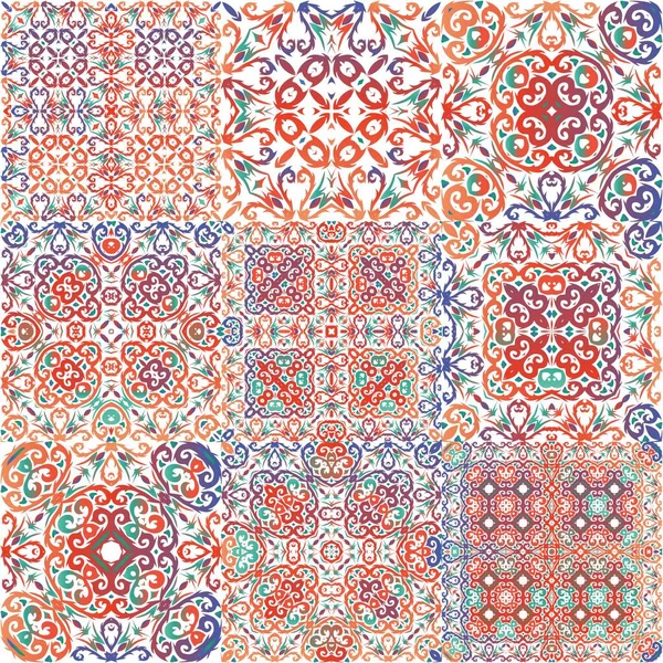 Colore Decorativo Piastrelle Talavera Ceramica Design Universale Raccolta Modelli Vettoriali — Vettoriale Stock