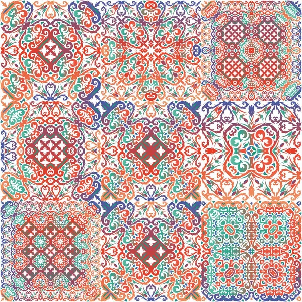 Carreaux Talavera Vintage Mexicain Collection Motifs Vectoriels Sans Couture Conception — Image vectorielle