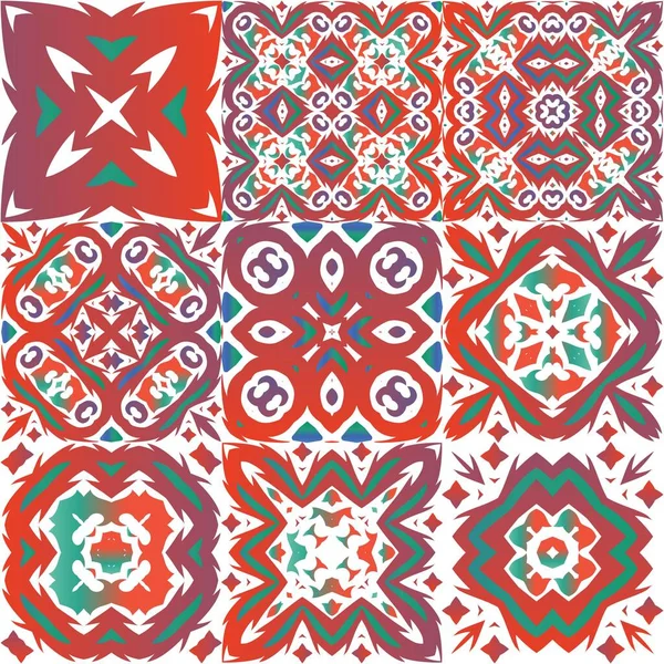 멕시코의 빈티지 탈라베라 타일입니다 벡터물기 패턴의 오리지널 디자인 베개의 골동품 — 스톡 벡터
