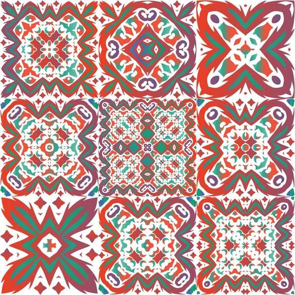 Carreaux Céramique Ethnique Talavera Mexicain Conception Graphique Kit Motifs Vectoriels — Image vectorielle