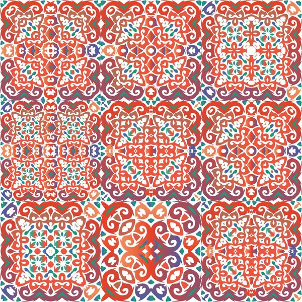 Dekorativní Barva Keramické Talavera Dlaždice Barevný Design Sada Vektorových Vzorců — Stockový vektor