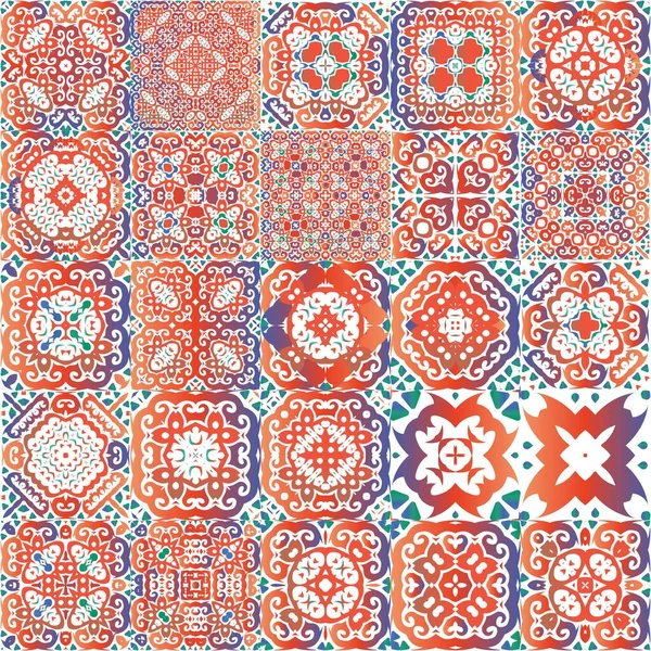 Traditionelle Mexikanische Talavera Kit Von Vektor Nahtlose Muster Grafikdesign Rote — Stockvektor