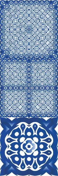 Decorative Color Ceramic Azulejo Tiles Set Vector Seamless Patterns Hand — Stock Vector