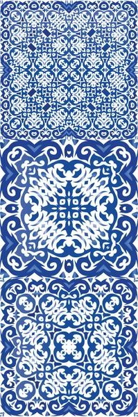 Этническая Керамическая Плитка Португалии Azulejo Универсальный Дизайн Набор Векторных Бесшовных — стоковый вектор