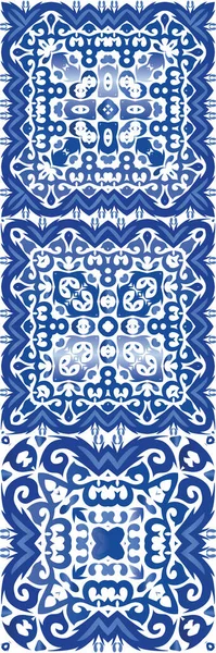 Португальский Декоративный Azulejo Керамики Набор Векторных Бесшовных Шаблонов Модный Дизайн — стоковый вектор