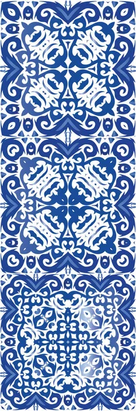 Декоративный Цвет Керамической Плитки Azulejo Набор Векторных Бесшовных Шаблонов Стильный — стоковый вектор