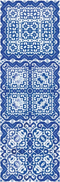 Azulejo Portugués Ornamental Cerámica Diseño Gráfico Conjunto Patrones Sin Costura — Vector de stock