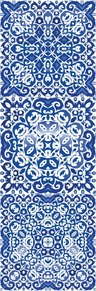 Керамическая Плитка Azulejo Португальский Набор Векторных Бесшовных Шаблонов Ванная Комната — стоковый вектор