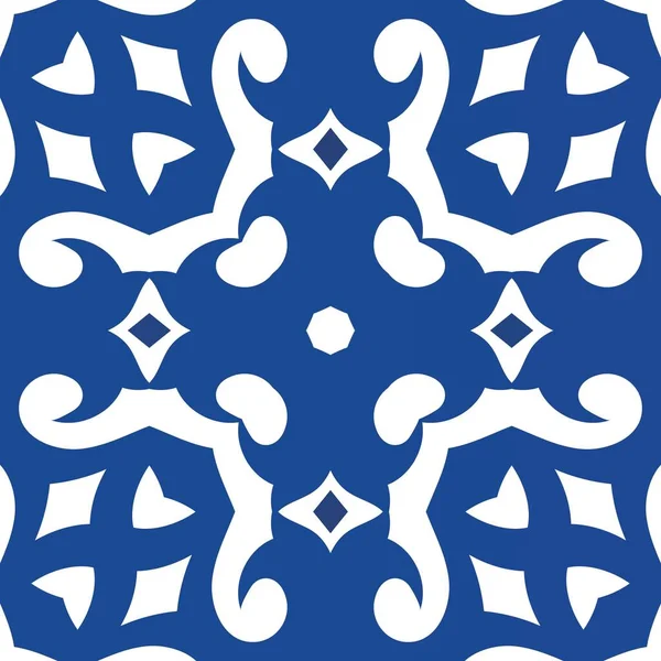 Traditionele Sierlijke Portugese Azulejo Minimaal Ontwerp Vector Naadloze Patroon Collage — Stockvector