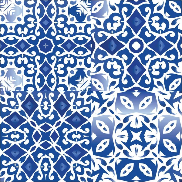 Couleur Décorative Carreaux Céramique Azulejo Conception Graphique Kit Motifs Vectoriels — Image vectorielle