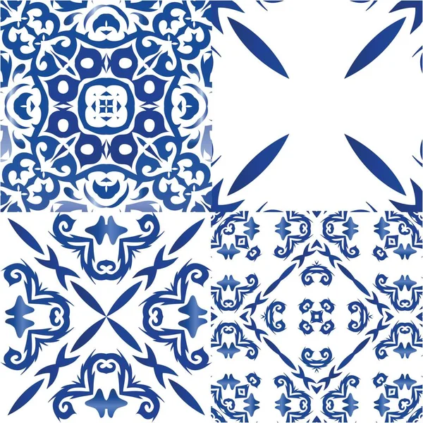 Portugiesische Azulejo Fliesen Kit Von Vektor Nahtlose Muster Originelles Design — Stockvektor