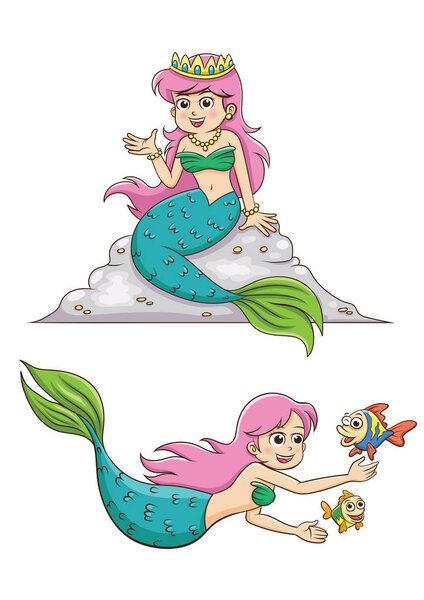 Little mermaid girl Stock Photo