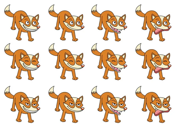 12 sevimli çizgi tilki vektör çizim seti