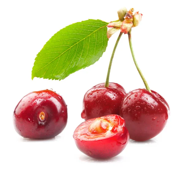 Ripe Juicy Cherry Isolated White Background — Stock Photo, Image