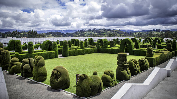 Panoramic view of Jose Mara Azael cemetery Franco Guerrero, Tulcan, Carchi. Ecuador. May 26, 2018
