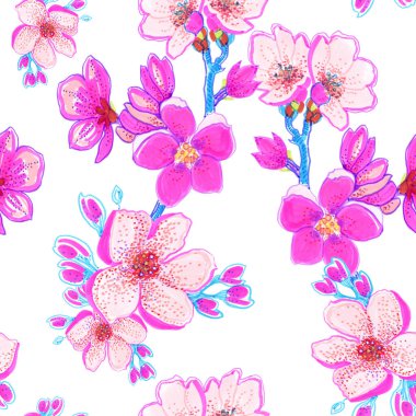 Parlak pembe çiçek deseni